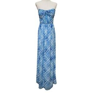 Shoshanna Womens Y2K Strapless Maxi Dress 4 Mermaidcore Watercolor Empire Waist
